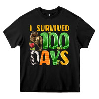 Black dinosaur 100day celebration Heavy Core Tee - LillyAllenDesigns