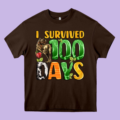 Dinosaur 100day Celebration Heavy Core Tee Designed By Lillyallendesigns