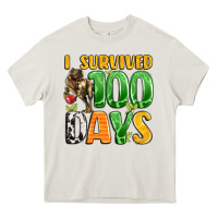 Cream dinosaur 100day celebration Heavy Core Tee - LillyAllenDesigns