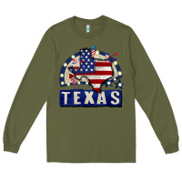 Army Green texas 4th of july Long Sleeve Tee - CowGirlArtShop