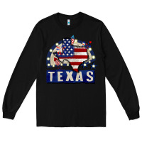 Black texas 4th of july Long Sleeve Tee - CowGirlArtShop