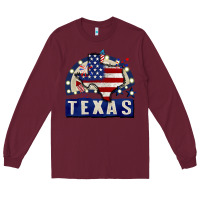 Burgundy texas 4th of july Long Sleeve Tee - CowGirlArtShop