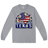 Heather Grey texas 4th of july Long Sleeve Tee - CowGirlArtShop