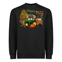 Black Happy Fall Y'all Heavyweight Sweatshirt - BundleAndBundleShop