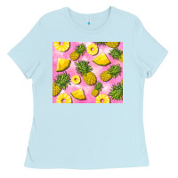 Baby Blue pink pineapple Ladies Tee - BarkalooDesign