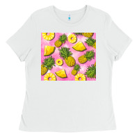 White pink pineapple Ladies Tee - BarkalooDesign