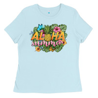 Baby Blue aloha summer Ladies Tee - BarkalooDesign
