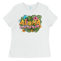 White aloha summer Ladies Tee - BarkalooDesign