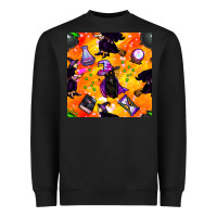 Black halloween cat and witch seamless pattern Heavyweight Sweatshirt - BundleAndBundleShop