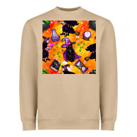 Mushroom halloween cat and witch seamless pattern Heavyweight Sweatshirt - BundleAndBundleShop