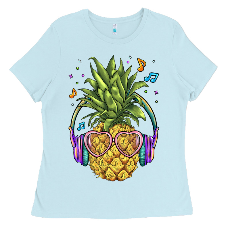 Pineapple With Headphone Ladies Tee by BarkalooDesign | Teevron