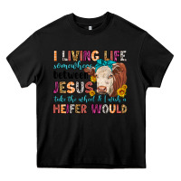 Black i living life somewhere between jesus take the whe Heavy Core Tee - LillyAllenDesigns