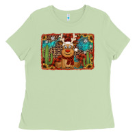 Matcha western christmas reindeer with background Ladies Tee - Jasminsmagicworld