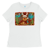 White western christmas reindeer with background Ladies Tee - Jasminsmagicworld