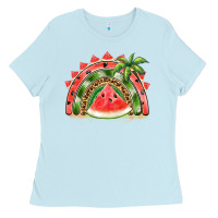 Baby Blue watermelon slice  rainbow Ladies Tee - BarkalooDesign