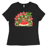 Black watermelon slice  rainbow Ladies Tee - BarkalooDesign