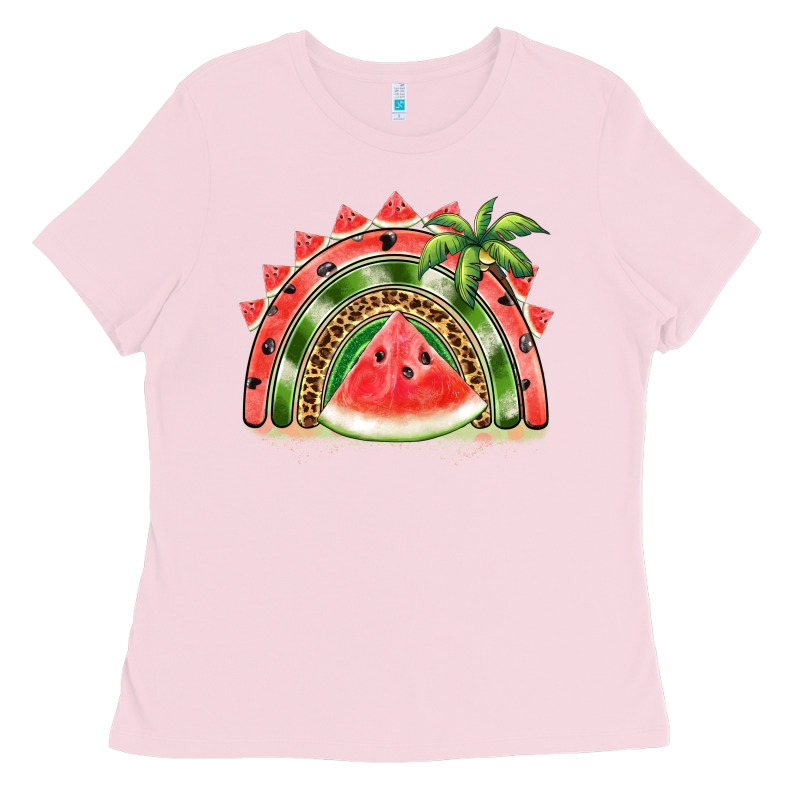 Watermelon Slice  Rainbow Ladies Tee by BarkalooDesign | Teevron