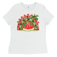 White watermelon slice  rainbow Ladies Tee - BarkalooDesign