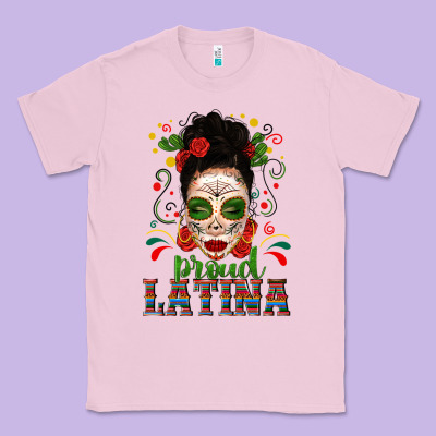 Proud Latina Skull Girl Messy Bun Classic Tee Designed By Texasbilliewilder