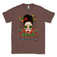 Chestnut Proud Latina Skull Girl Messy Bun Classic Tee - texasbilliewilder