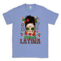 Colony Blue Proud Latina Skull Girl Messy Bun Classic Tee - texasbilliewilder