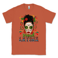 Copper Proud Latina Skull Girl Messy Bun Classic Tee - texasbilliewilder