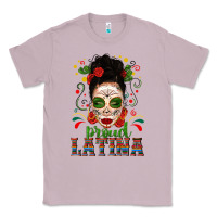 Lilac Proud Latina Skull Girl Messy Bun Classic Tee - texasbilliewilder