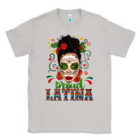 Moon Dust Proud Latina Skull Girl Messy Bun Classic Tee - texasbilliewilder