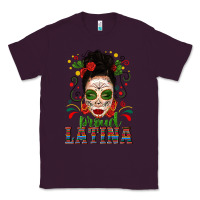 Plum Proud Latina Skull Girl Messy Bun Classic Tee - texasbilliewilder