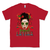 Red Proud Latina Skull Girl Messy Bun Classic Tee - texasbilliewilder