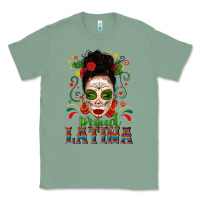 Sage Proud Latina Skull Girl Messy Bun Classic Tee - texasbilliewilder