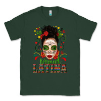 Sports Green Proud Latina Skull Girl Messy Bun Classic Tee - texasbilliewilder