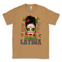 Toasted Coconut Proud Latina Skull Girl Messy Bun Classic Tee - texasbilliewilder