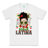 White Proud Latina Skull Girl Messy Bun Classic Tee - texasbilliewilder