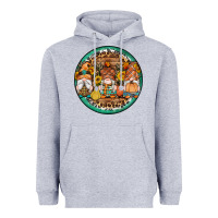 Heather Grey fall gnomes round earrings 4 Heavyweight Hoodie - Artiststas