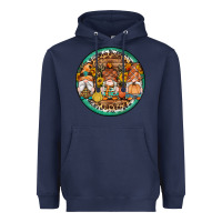 Navy fall gnomes round earrings 4 Heavyweight Hoodie - Artiststas
