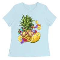 Baby Blue pineapple enjoying Ladies Tee - BarkalooDesign