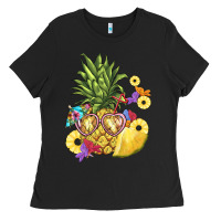 Black pineapple enjoying Ladies Tee - BarkalooDesign