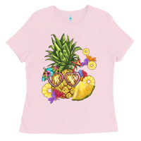 Bubblegum Pink pineapple enjoying Ladies Tee - BarkalooDesign
