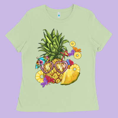 Pineapple Enjoying Ladies Tee Designed By Barkaloodesign