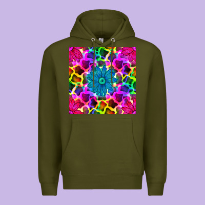 Neon Cowhide With Flower Seamless Pattern Premium Hoodie Designed By Bundleandbundleshop