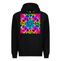 Black neon cowhide with flower seamless pattern Premium Hoodie - BundleAndBundleShop