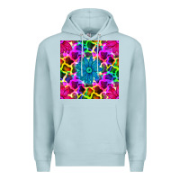 Blue Mist neon cowhide with flower seamless pattern Premium Hoodie - BundleAndBundleShop