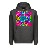 Charcoal Heather neon cowhide with flower seamless pattern Premium Hoodie - BundleAndBundleShop