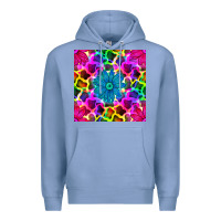 Colony Blue neon cowhide with flower seamless pattern Premium Hoodie - BundleAndBundleShop