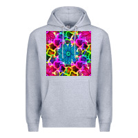 Heather Grey neon cowhide with flower seamless pattern Premium Hoodie - BundleAndBundleShop