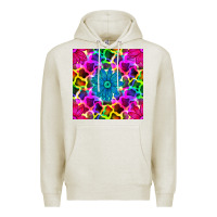 Oatmeal Heather neon cowhide with flower seamless pattern Premium Hoodie - BundleAndBundleShop