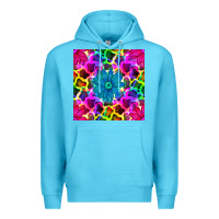 Ocean Blue neon cowhide with flower seamless pattern Premium Hoodie - BundleAndBundleShop