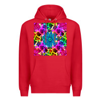 Red neon cowhide with flower seamless pattern Premium Hoodie - BundleAndBundleShop