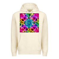 Sandshell neon cowhide with flower seamless pattern Premium Hoodie - BundleAndBundleShop